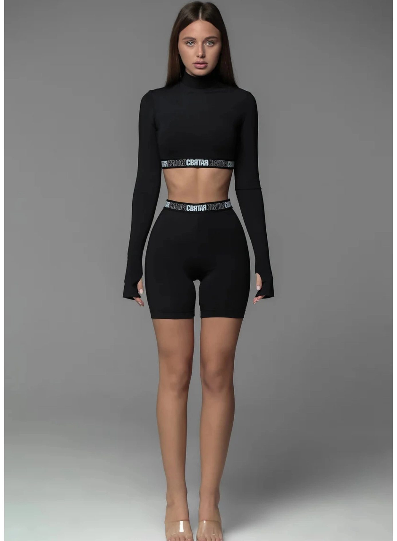 SPORT - Crop top cu banda elastica cu logo-ul mărcii SVYATAYA