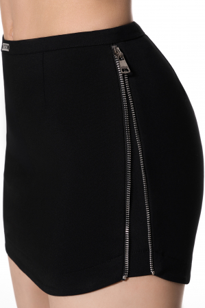 Fusta mini cu fermoare decorative, neagra [1]