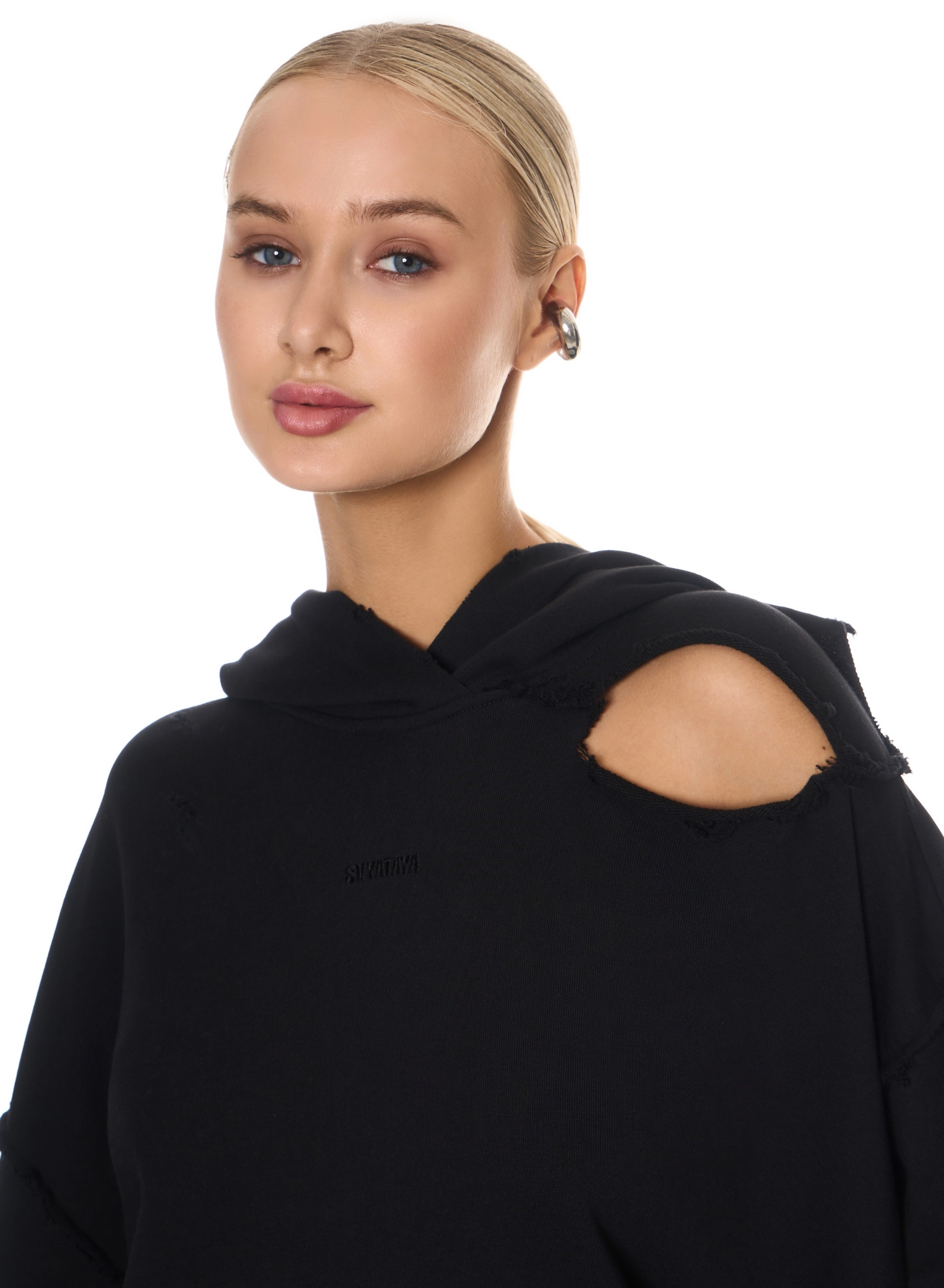 Hanorac cu efect rupt, cu buzunar plastit frontal [1]