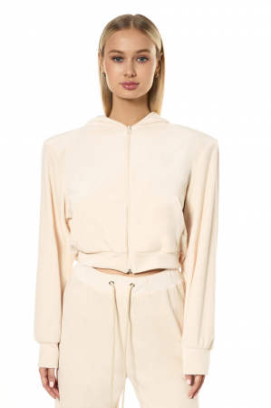 Hanorac cu fermoar din velur SVYATAYA, crem [1]