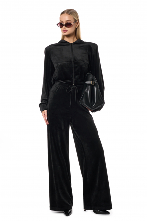 Hanorac cu fermoar din velur SVYATAYA, negru [2]