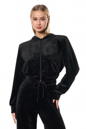 HANORACE - Hanorac cu fermoar din velur SVYATAYA, negru