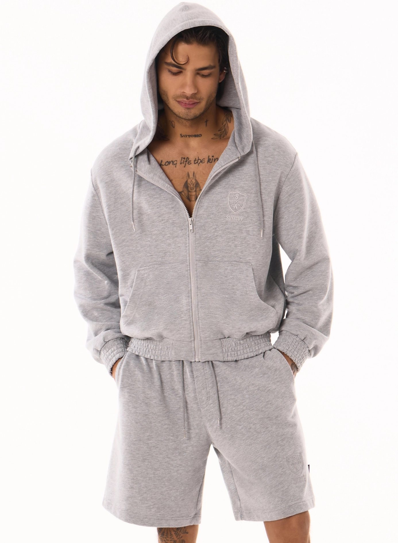 Hanorac cu fermoar SVYATOY, gri melange [2]