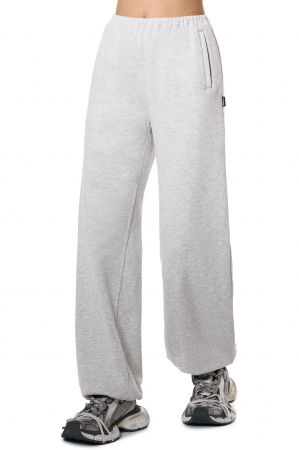 PANTALONI - Joggeri cu elastic ingust, melanj milky