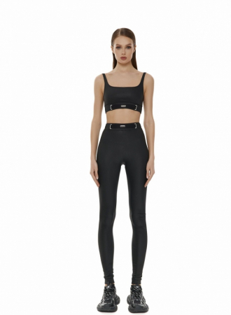 SPORT - LEGGINS cu element decorativ LOGO, negru