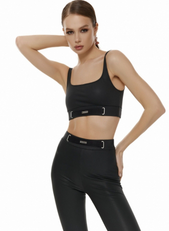 LEGGINS cu element decorativ LOGO, negru [3]