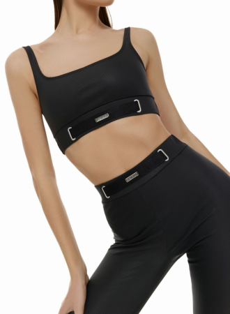 LEGGINS cu element decorativ LOGO, negru [4]