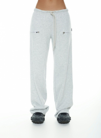 Pantaloni cu fermoare accentuate, gri melange [5]