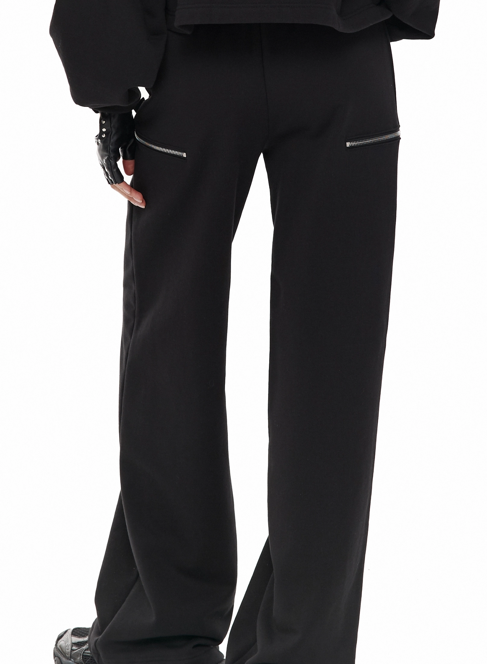 Pantaloni cu fermoare accentuate, negru [2]