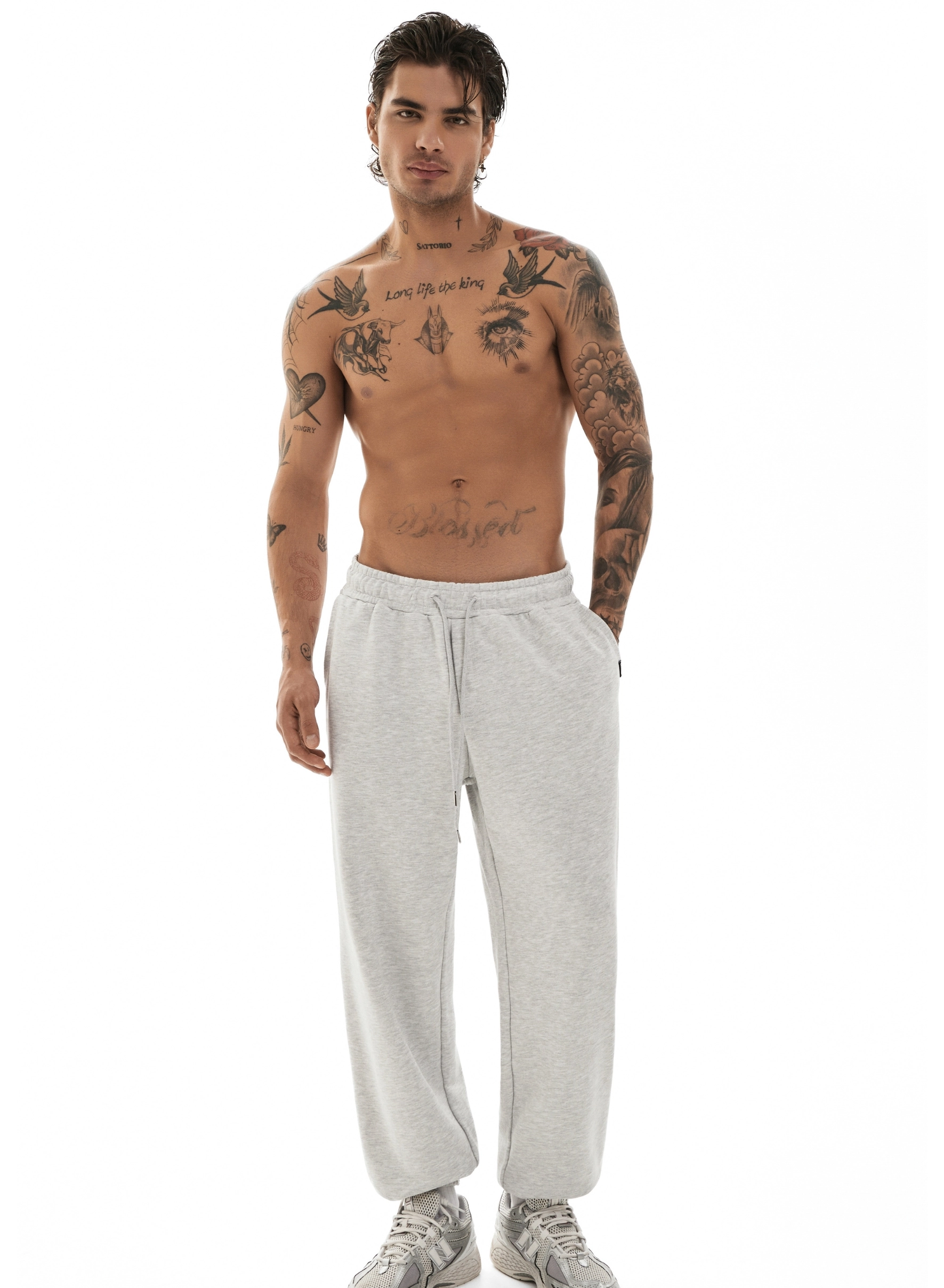 Pantaloni si Pantaloni scurti - Pantaloni de jogger, melange lăptos