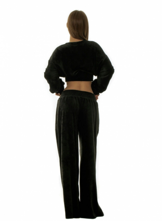 Pantaloni de jogging din velur, negri [6]