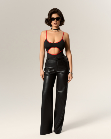 Pentru EA - Pantaloni din piele ecologică SVYATAYA, negru