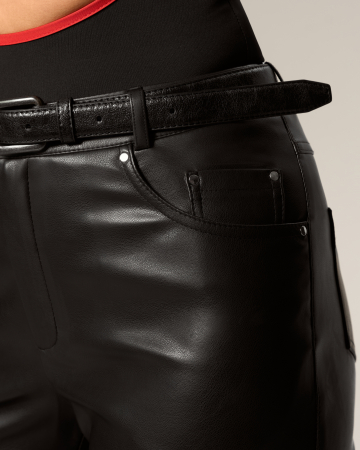 Pantaloni din piele ecologică SVYATAYA, negru [2]