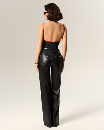 Pantaloni din piele ecologică SVYATAYA, negru [3]
