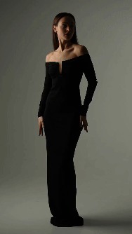 Rochie cu decolteu accentuat, neagra [3]