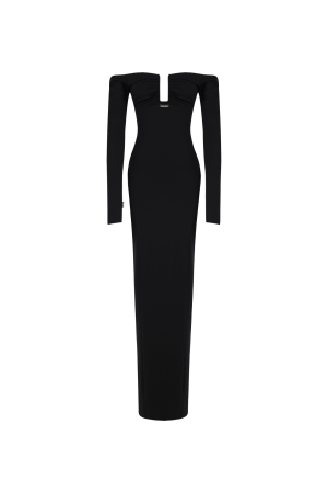 Rochie cu decolteu accentuat, neagra [2]