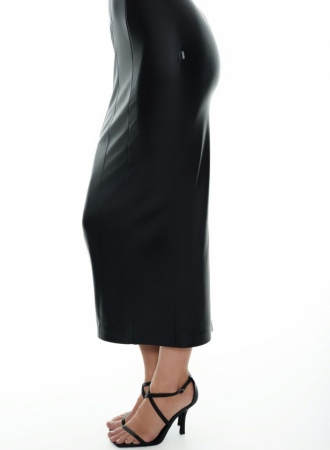 Rochie din piele ecologica cu nod, neagră [5]