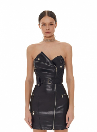 Rochie - geacă motociclist, neagră [7]