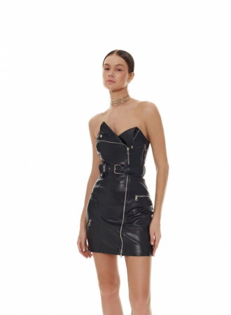 Rochie - geacă motociclist, neagră [2]