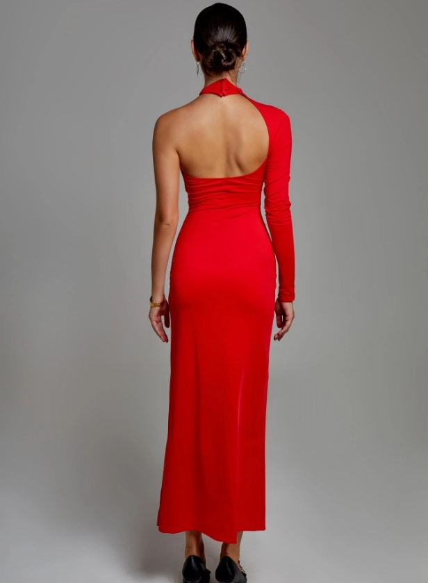 Rochie lungă cu nod de accent, roșie [1]