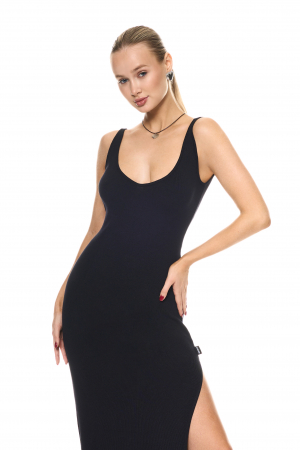 ROCHII - Rochie maxi cu decolteu adanc la spate, negru