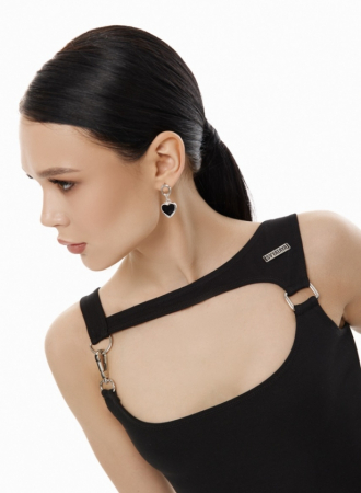 Rochie mini cu carabina, neagra [4]