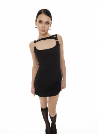 Rochie mini cu carabina, neagra [3]