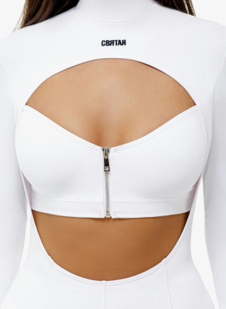 Salopeta cu fermoare decorative, Alba [2]