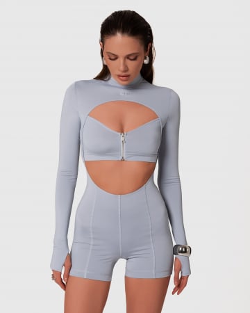 SALOPETE - Salopetă cu fermoare decorative, gri