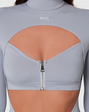 Salopetă cu fermoare decorative, gri [5]