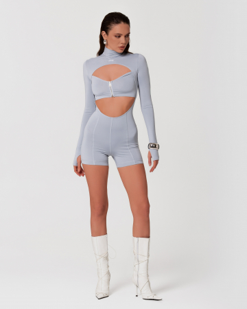 Salopetă cu fermoare decorative, gri [1]