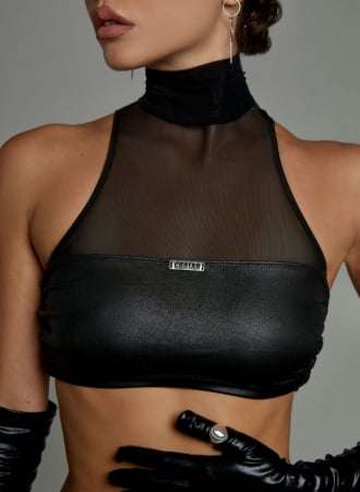 Pentru EA - Top cu inserții din plasă, negru