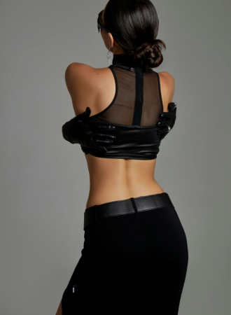 Top cu inserții din plasă, negru [2]