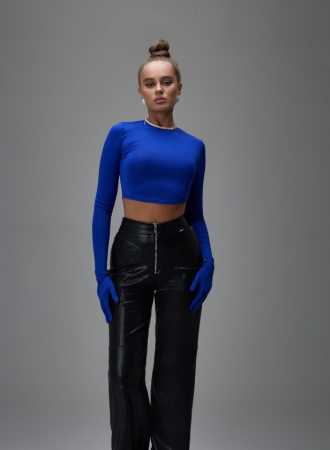 TOPURI SI TRICOURI - Top cu mâneci mănuși, albastru electric