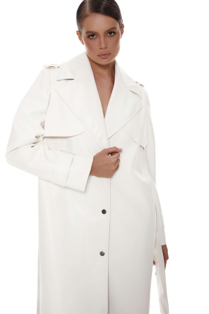 Trench din piele eco, milky [1]