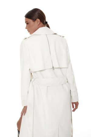 Trench din piele eco, milky [6]