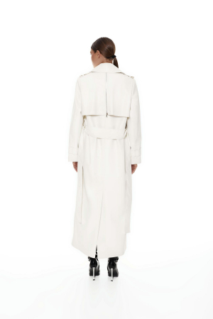 Trench din piele eco, milky [5]