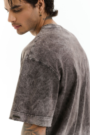 Tricou oversize SVYATOY cu efect rupt, gri. [1]