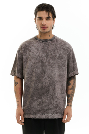 Tricouri - Tricou oversize SVYATOY cu efect rupt, gri.