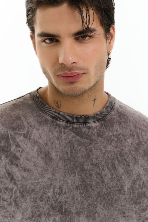 Tricou oversize SVYATOY cu efect rupt, gri. [3]