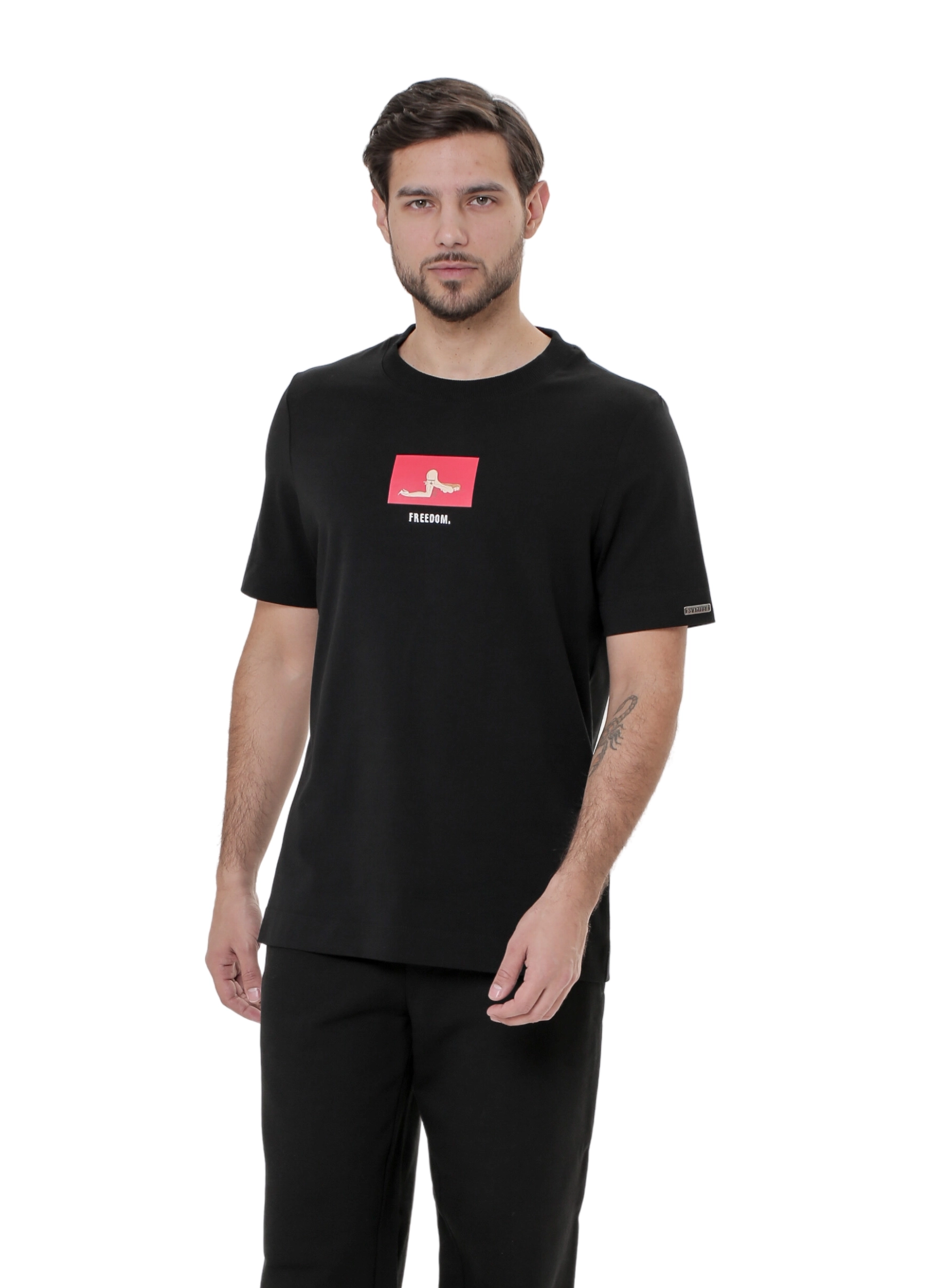 Tricou subțire cu ilustrație, negru [1]