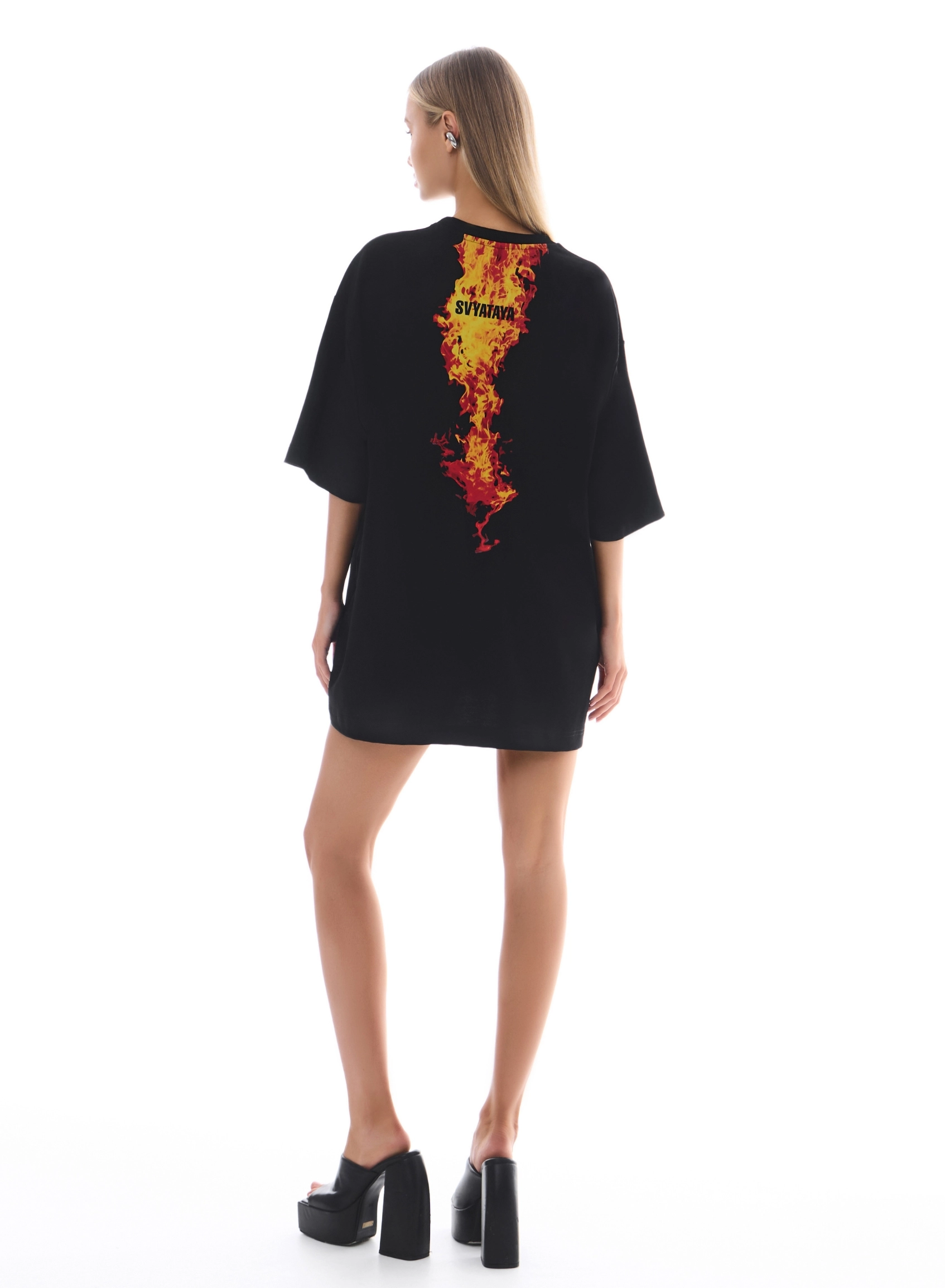 Tricou supradimensionat, negru Fire [2]