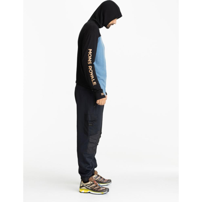 First layer merino Mons Royale Yotei Powder Hood LS Black / Blue Slate [3]