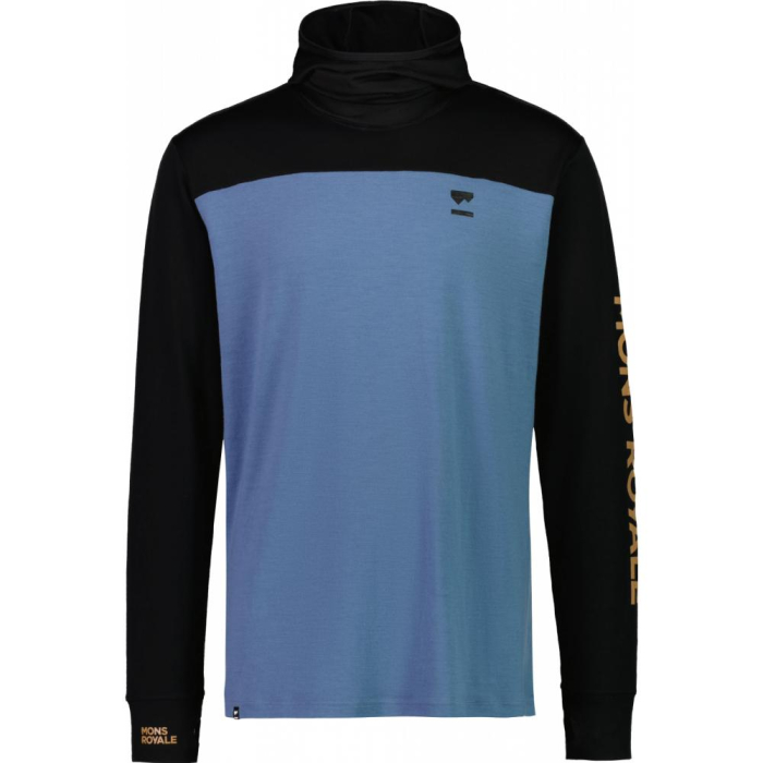 First layer merino Mons Royale Yotei Powder Hood LS Black / Blue Slate [2]