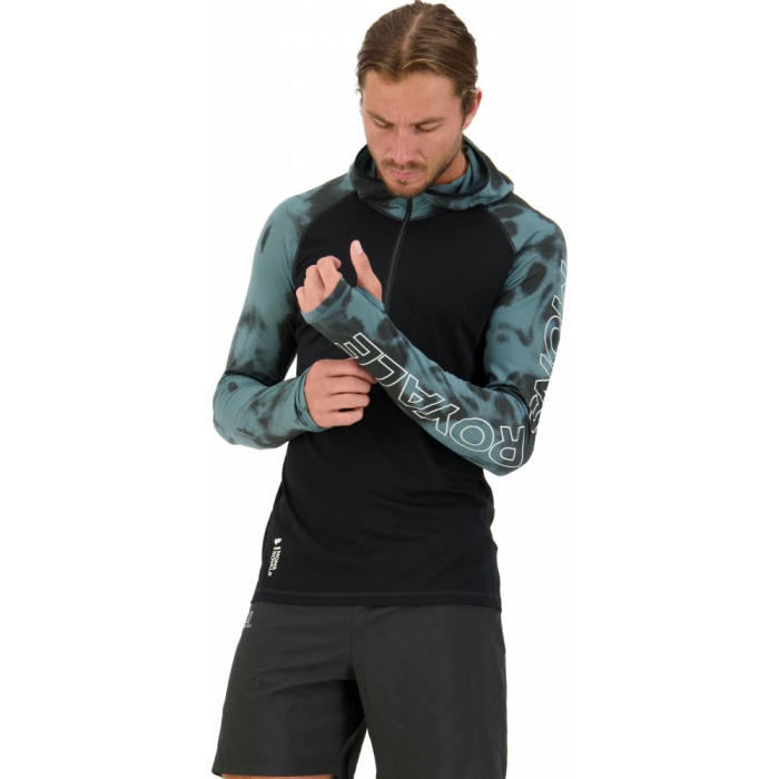Midlayer merino M Temple Tech Hood Sage Tie Dye Black [2]