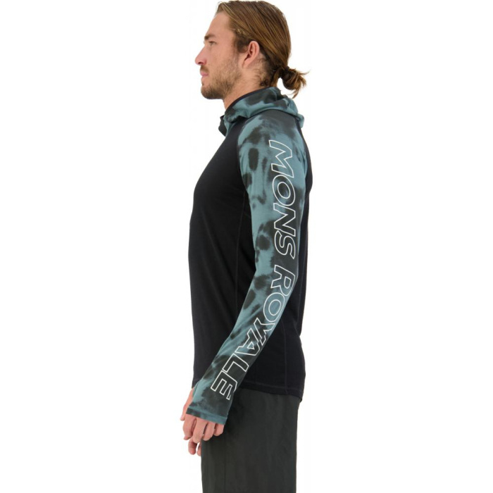 Midlayer merino M Temple Tech Hood Sage Tie Dye Black [3]