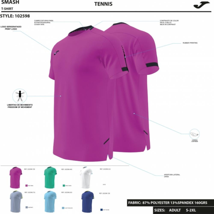 TRICOU JOMA SMASH SLEEVE FLUOR TURQUOISE [3]