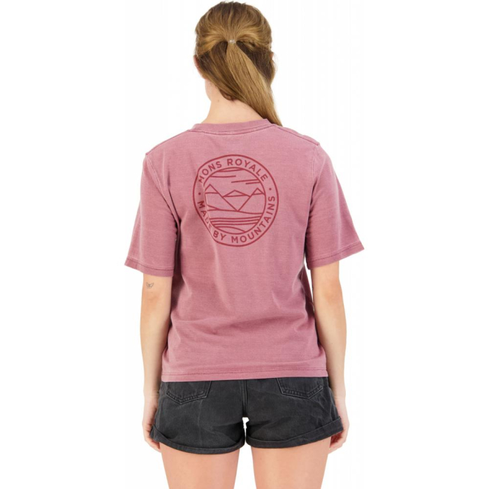 Tricou merino Mons Royale W Icon Relaxed Tee Garment Dyed Washed Berry [3]