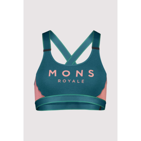Alergare - Bustiera MONS ROYALE W STELLA X-BACK BRA DEP TEAL/Pink