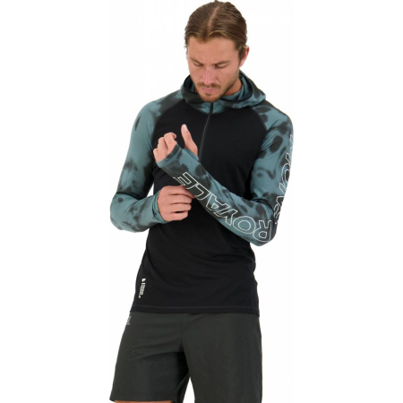 Midlayer Merino Temple Tech Hood Sage Tie Dye Black [1]